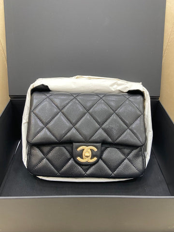 Chanel Black Gold Lychee Pattern Waist Bag