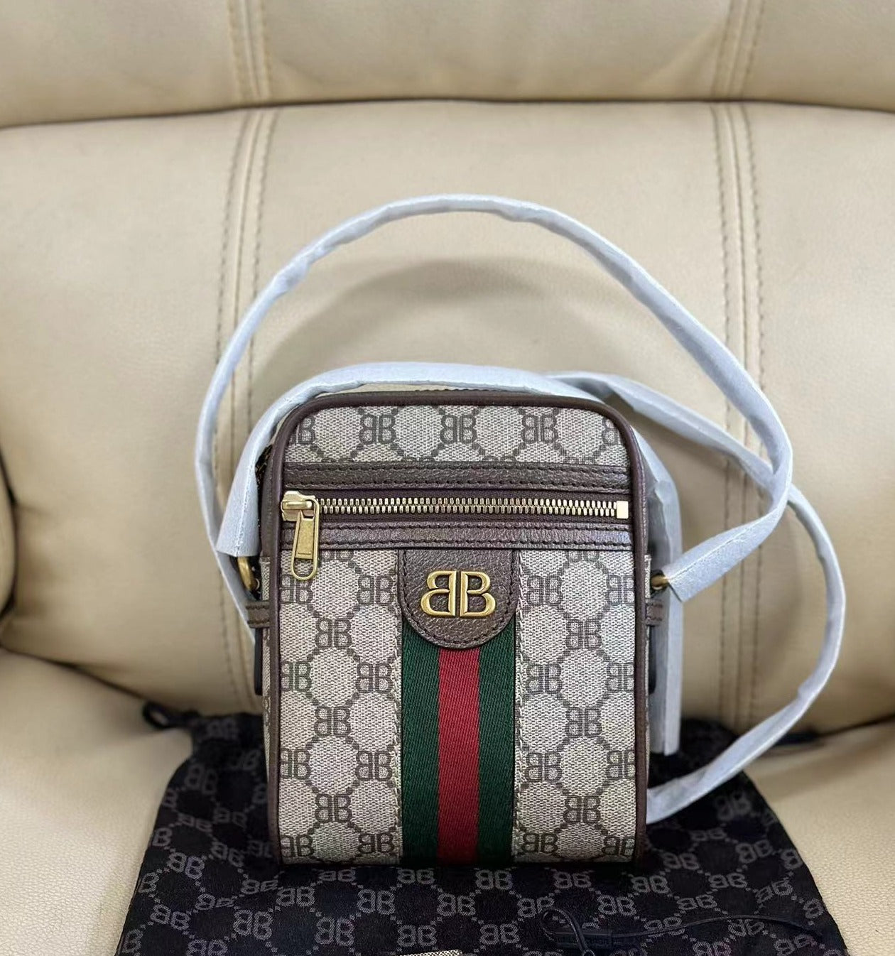 Gucci × Balenciaga Printed Vertical Shoulder Crossbody Bag