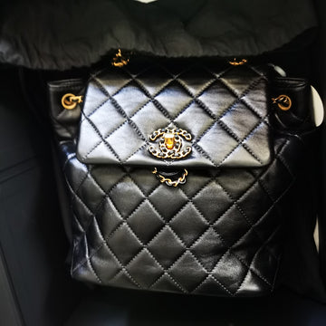 Chanel 24p Chain Shoulder Strap Black Backpack