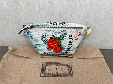 Gucci Strawberry Print Knitted Belt Chest Bag Waist Bag