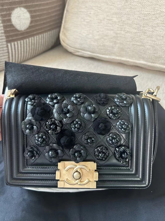 Chanel Leboy Black Diamond Checkered Shoulder Bag