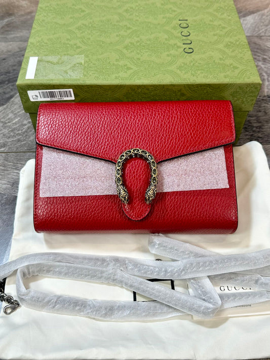 Gucci Dionysus Mini Red Leather Chain Wallet Shoulder Bag