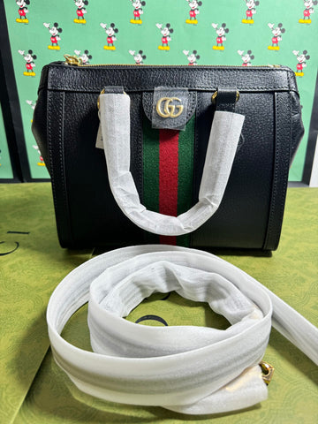 Gucci Ophidia Knitted Striped Black Handbag Shoulder Crossbody