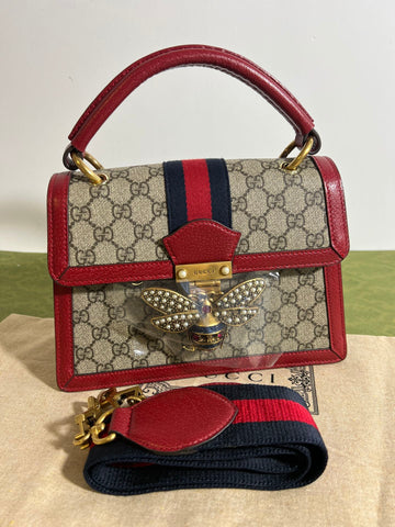 Gucci Queen Margaret Metal Bee Red Handbag