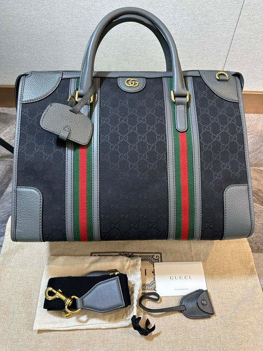 Gucci GG Ophidia Travel Bag Red and Green Ribbon Handbag