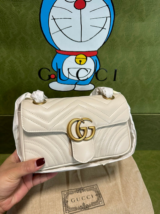 Gucci GG Marmont White Chain Shoulder Bag