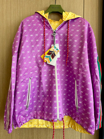 Gucci × Adidas Co branded Hooded Sportswear Purple Yellow Double Sided