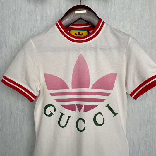 Gucci × Adidas  Women's Round Neck Short Sleeved T-shirt