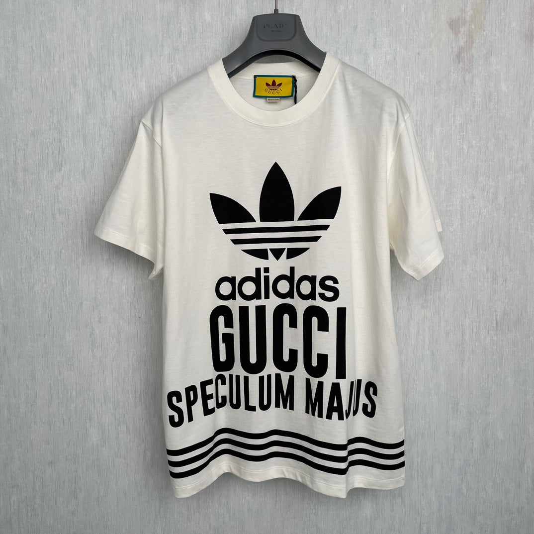 Gucci × Adidas Co Branded Letter Printed Men's Round Neck Short Sleeved T-shirt