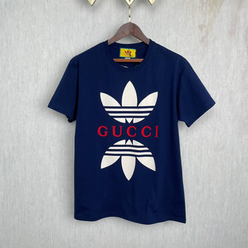 Gucci × Adidas Co branded Letter Printed Round Neck Short Sleeved T-shirt