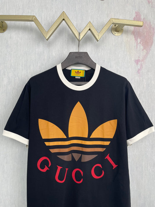 Gucci × Adidas Co-branded Letter Printed Men's Round Neck Short Sleeved T-shirt