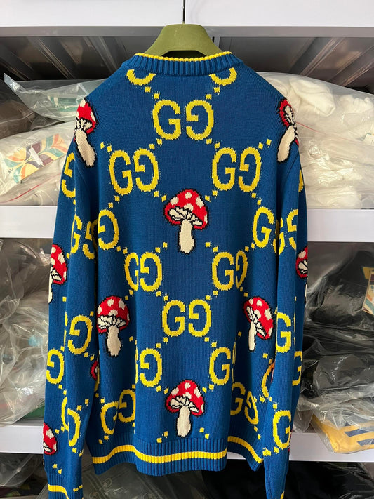 Gucci Letter Mushroom Embroidered Round Neck Sweater