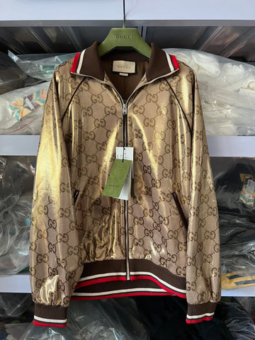 Gucci Letter Striped Printed Zippered Jacket