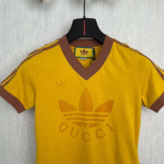 Gucci × Adidas  Women's V-neck Short sleeved T-shirt