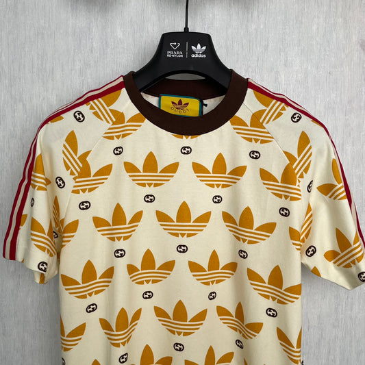 Gucci × Adidas Co branded Men's Round Neck Printed Short Sleeved T-shirt