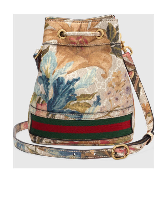 Gucci Ophidia Flower Pattern Drawstring Bucket Bag Shoulder Bag