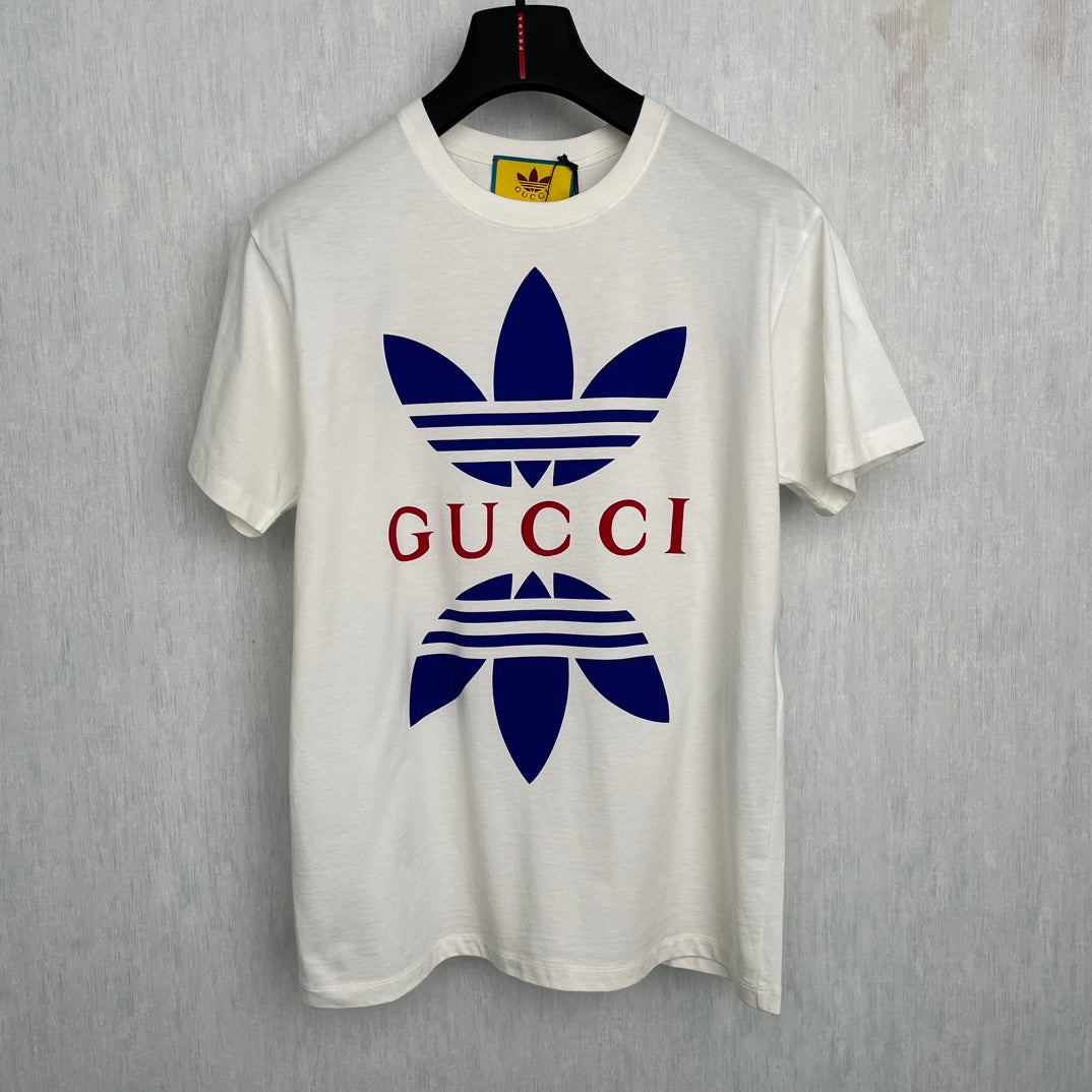 Gucci × Adidas Co branded Men's Round Neck Short sleeved T-shirt