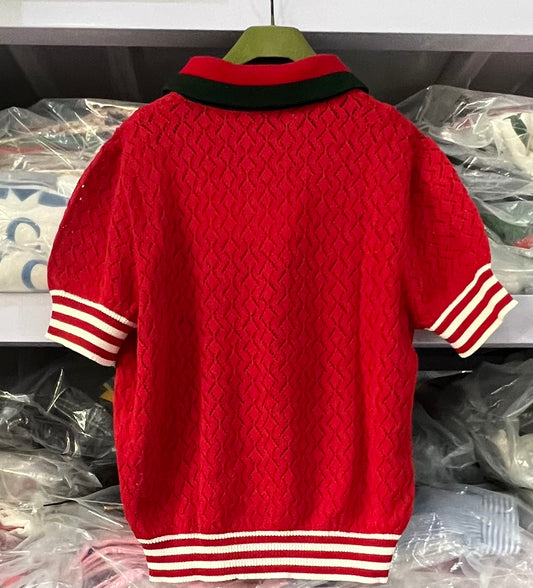 Gucci × Adidas Co branded Printed Stripe Edge POLO Shirt