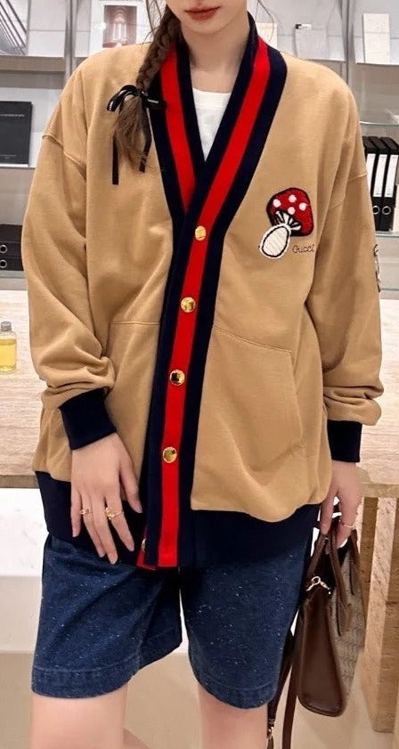 Gucci Mushroom Logo Embroidered Cardigan