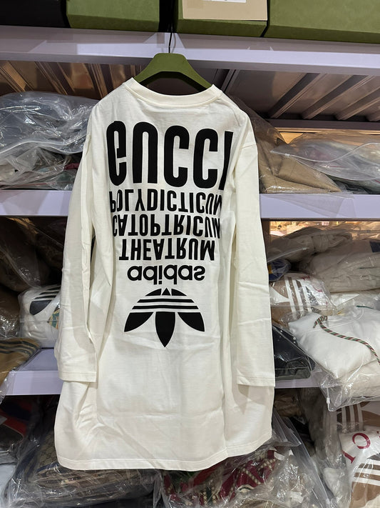 Gucci × Adidas Joint Letter Printed Long Sleeved T-shirt