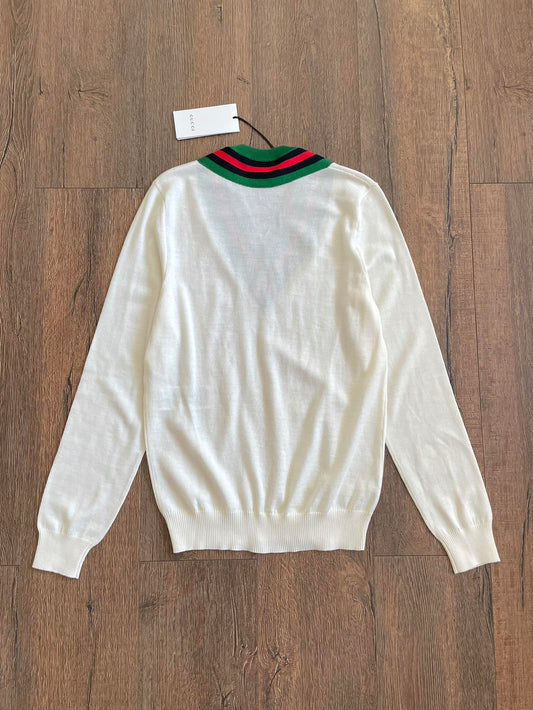 Gucci Striped V-neck Long Sleeved Sweater