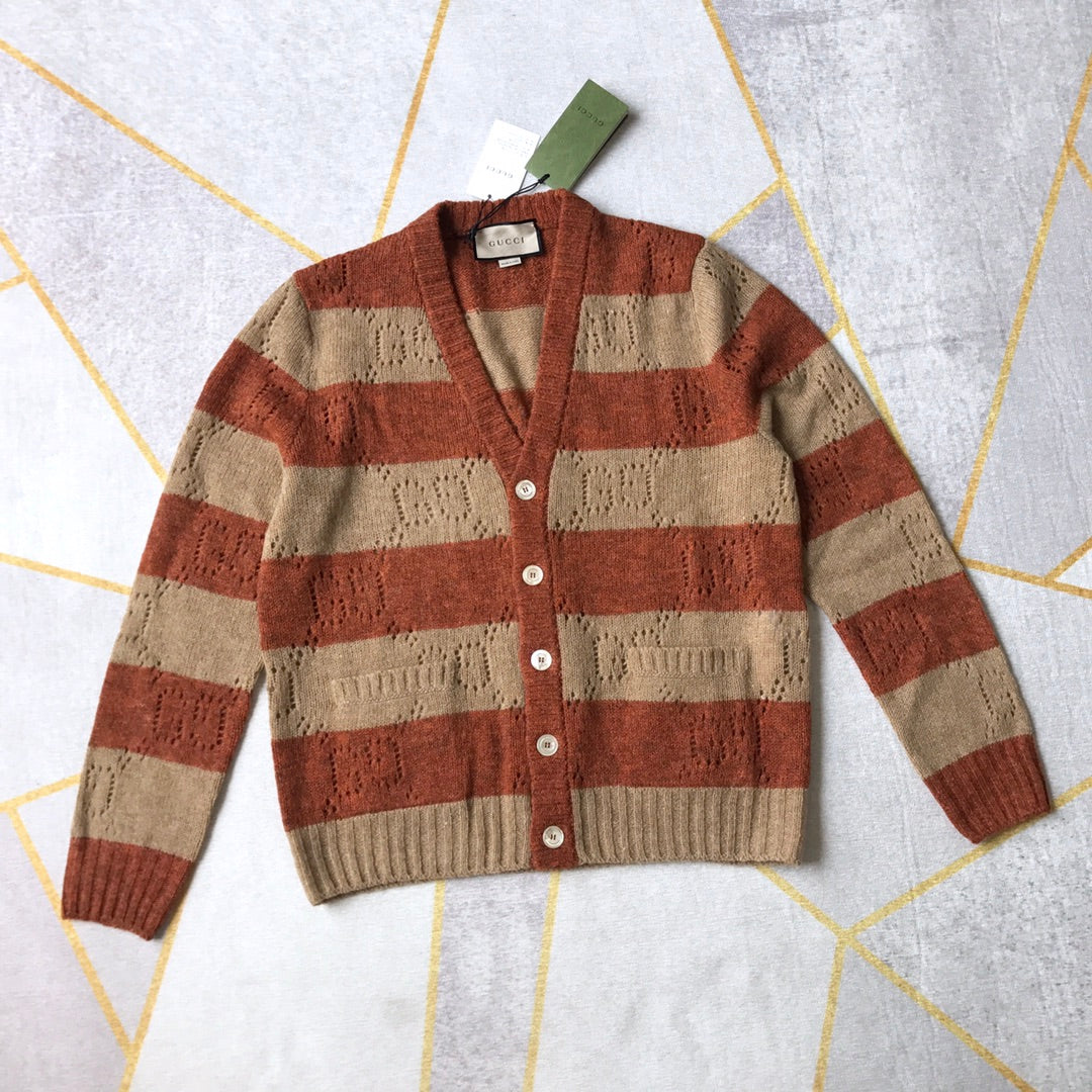 Gucci Striped Wool Long Sleeved Cardigan