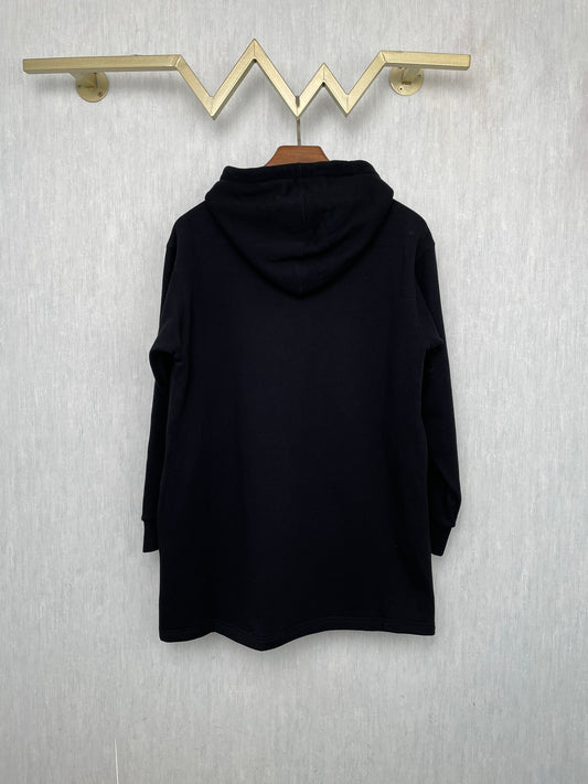 Gucci Letter Black Long Hooded Sweater