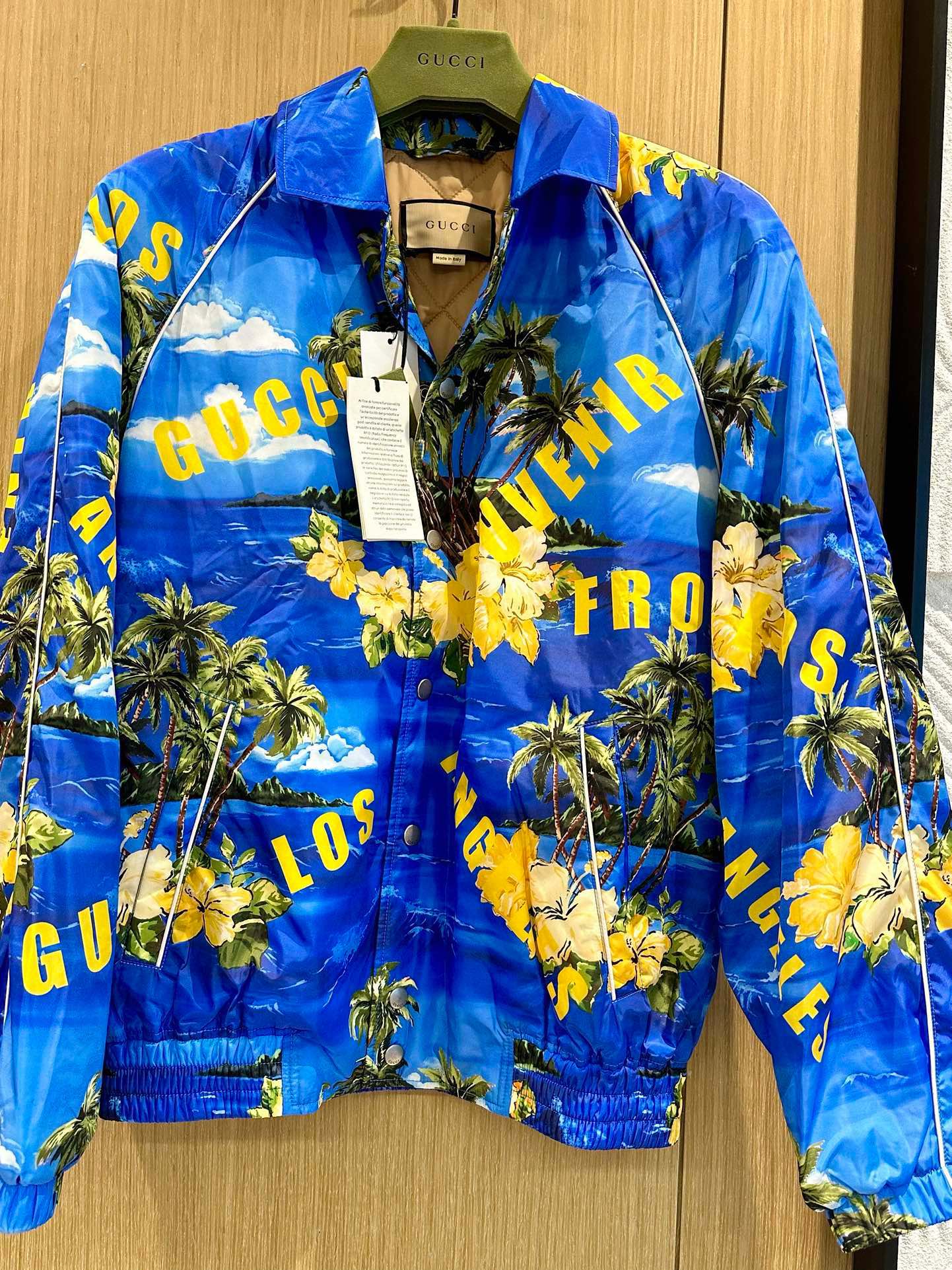 Gucci Letter Printed Blue Lapel Jacket