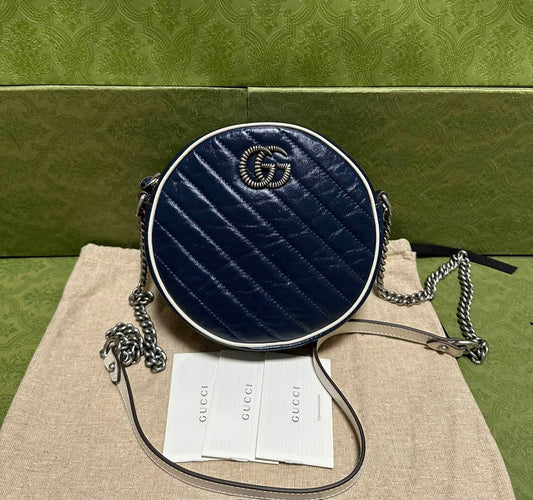 Gucci GG Marmont Round Pie  Shoulder Bag Crossbody Bag