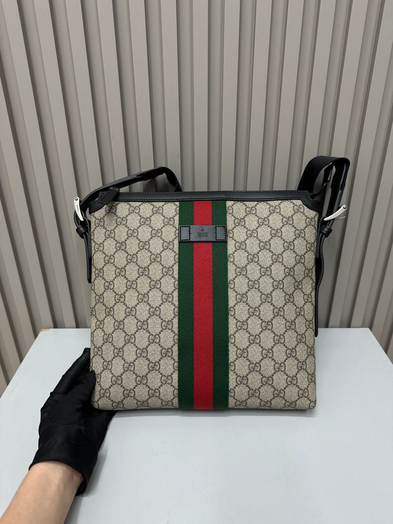 Gucci Supreme Striped Woven Belt Messenger Bag Shoulder Bag