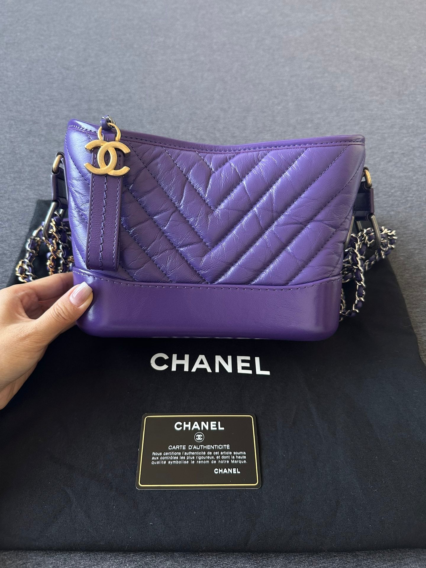 Chanel Gabrielle Purple Diamond Patterned Handbag