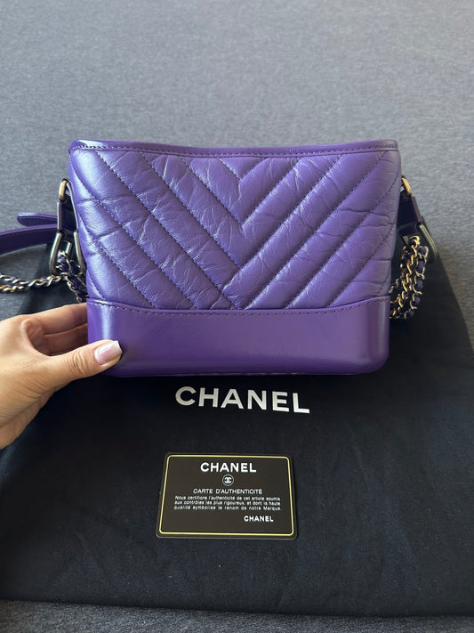 Chanel Gabrielle Purple Diamond Patterned Handbag