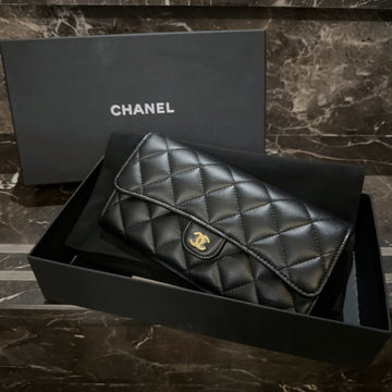 Chanel Black Gold Button Long Wallet DIY Chain Bag