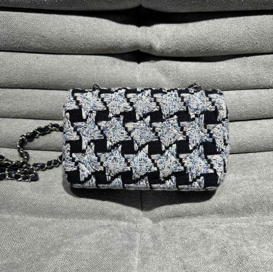 Chanel CF Black And White Checkered Shoulder Crossbody Bag