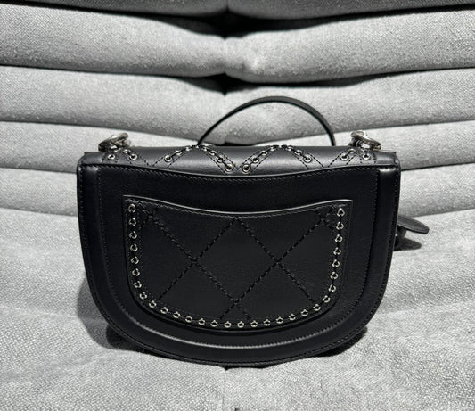 Chanel Black Diamond Patterned Rivet Shoulder Crossbody Bag