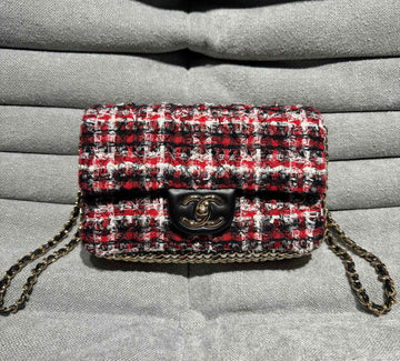 Chanel CF Red Woolen Pearl Shoulder Crossbody Bbag