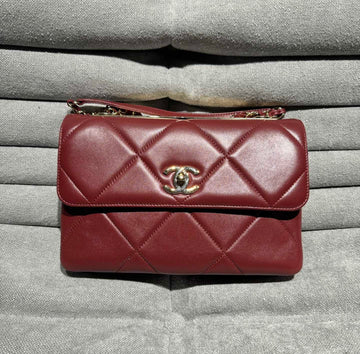 Chanel Red Diamond Patterned Shoulder Crossbody Bag