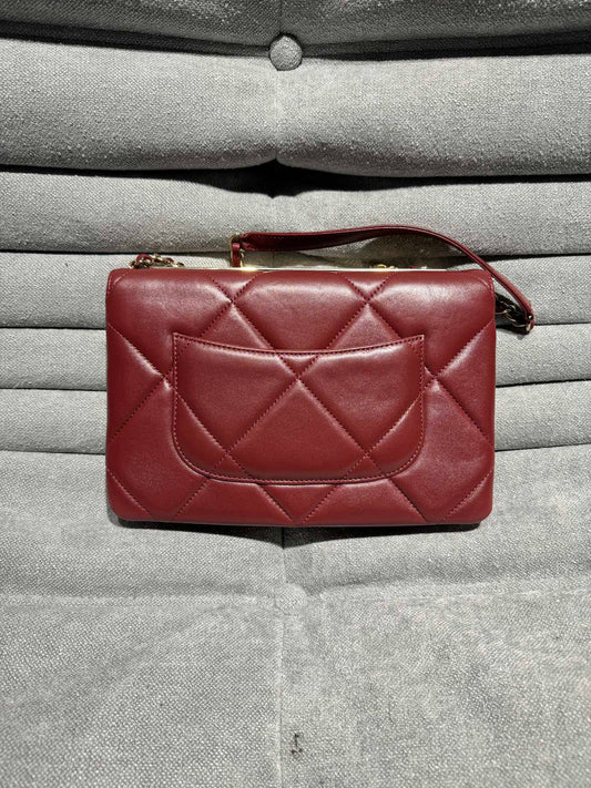 Chanel Red Diamond Patterned Shoulder Crossbody Bag