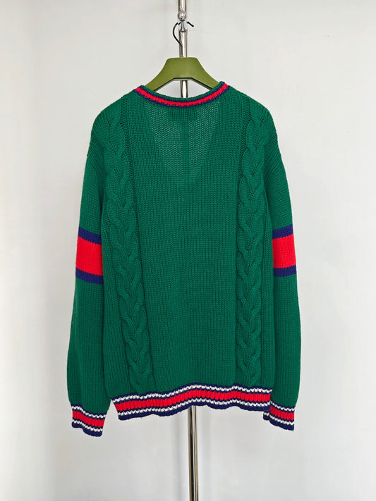 Gucci Woven Striped V-neck Sweater