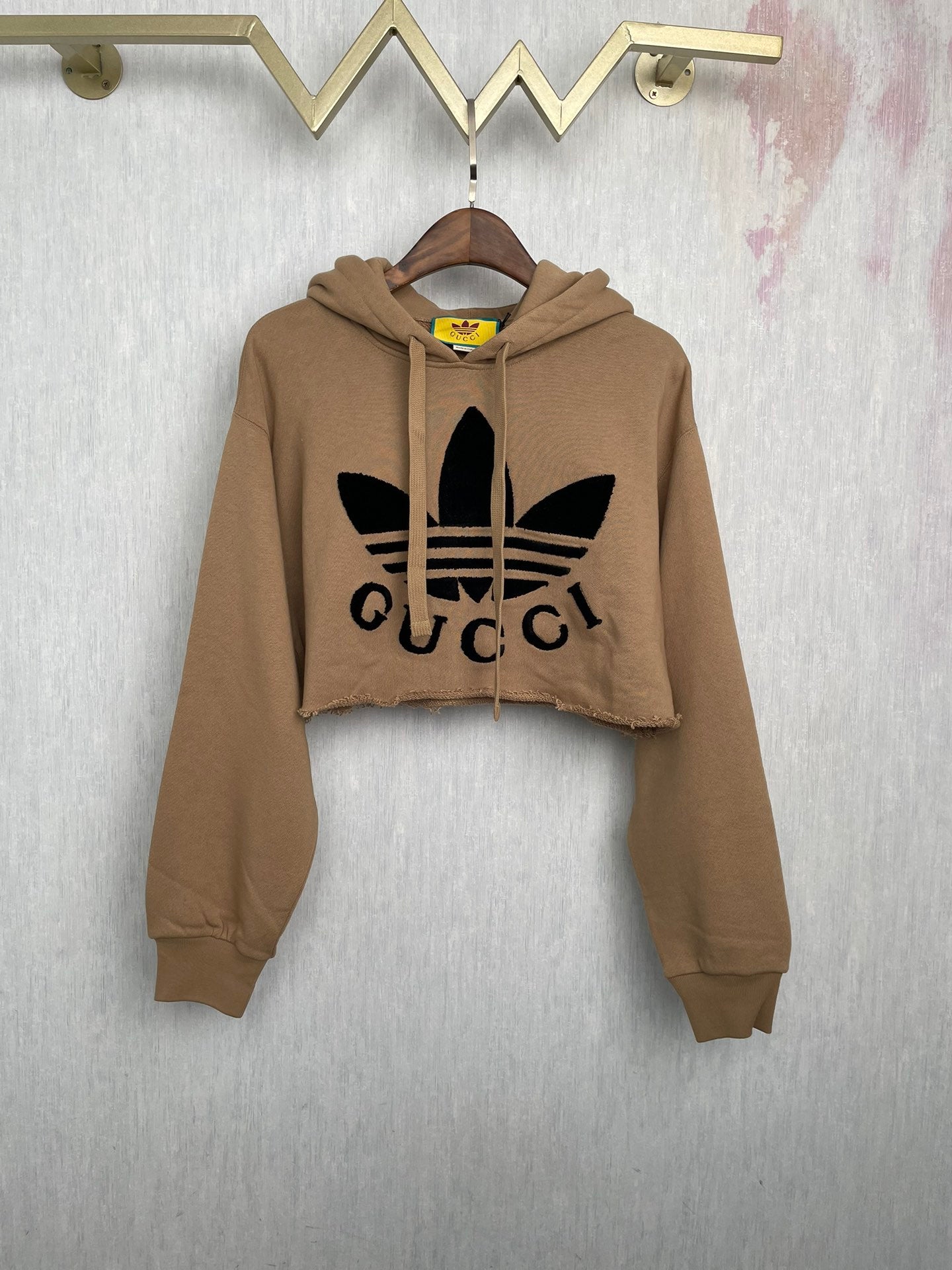 Gucci × Adidas Co branded Hooded Short Sweater