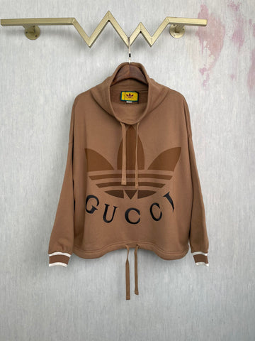 Gucci × Adidas Co branded Letter Logo Printed Clover Hoodie