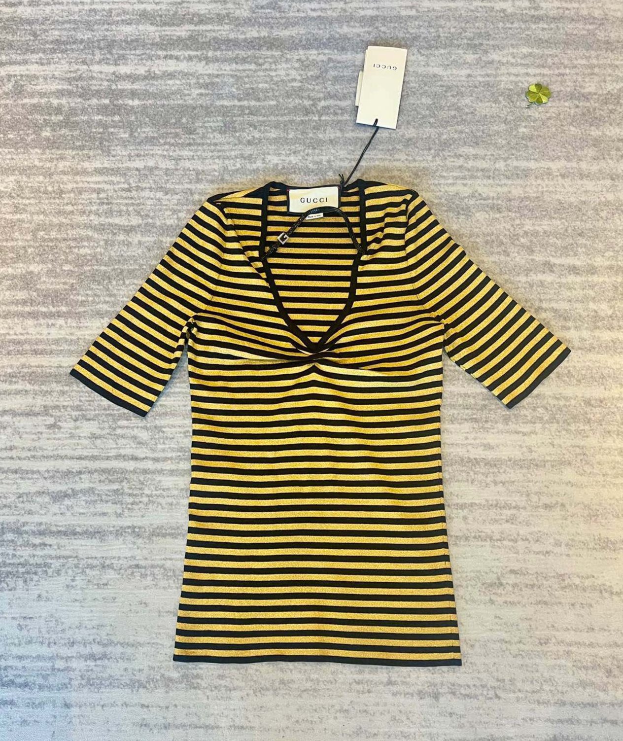 Gucci Women's Striped Short Sleeved Sweater