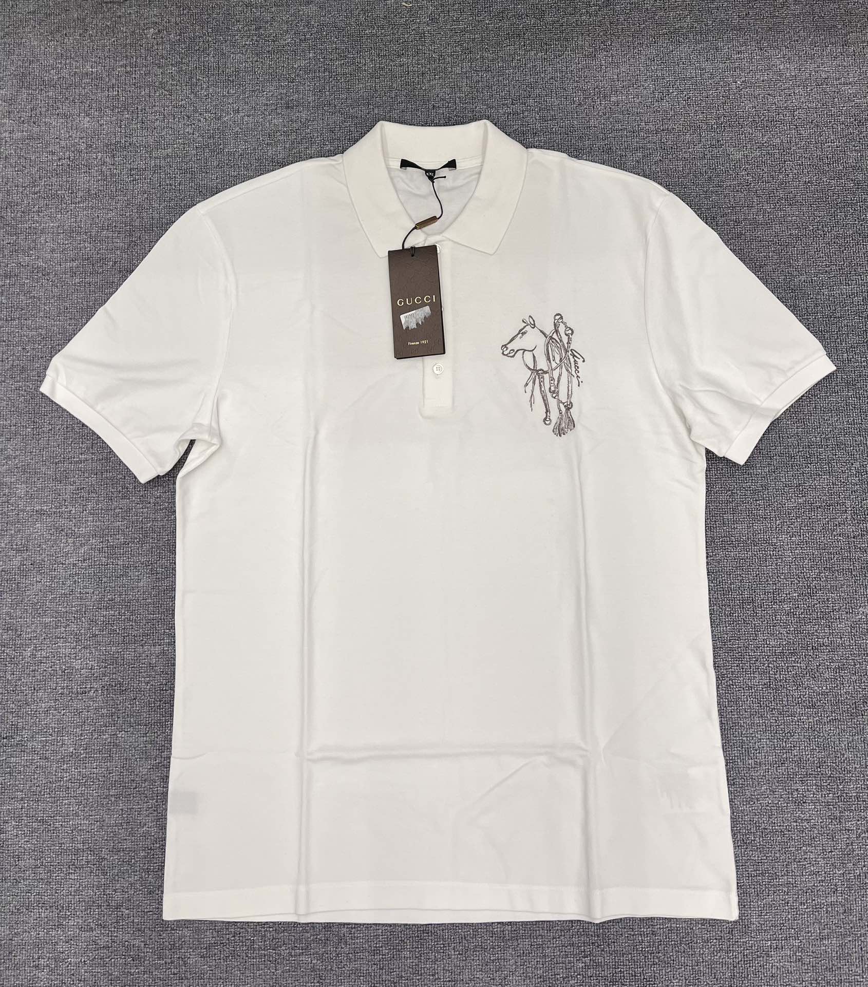 Gucci White Embroidered Polo Shirt