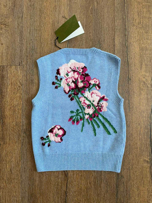 Gucci Floral Embroidered V-neck Vest