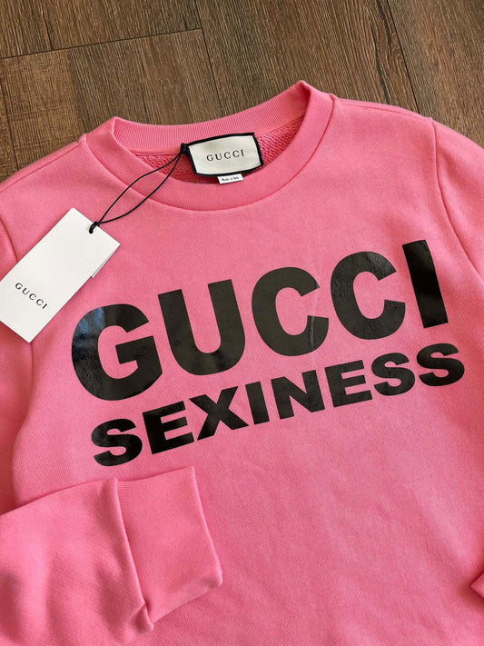 Gucci Printed Round Neck Pink Hoodie