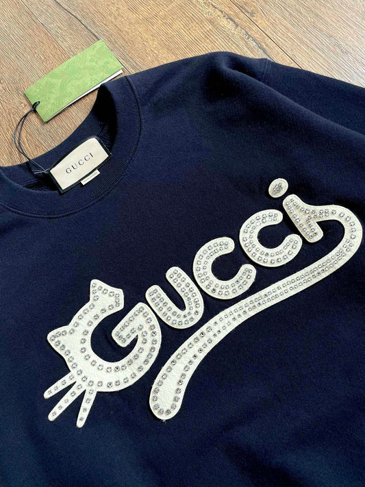 Gucci Letter Kitten Print Pullover Hoodie