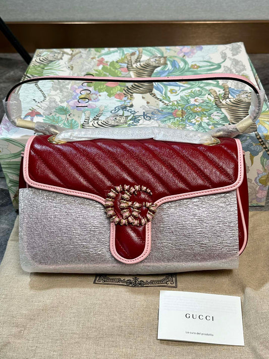 Gucci GG Marmont Enamel Buckle Shoulder Bag Crossbody Bag