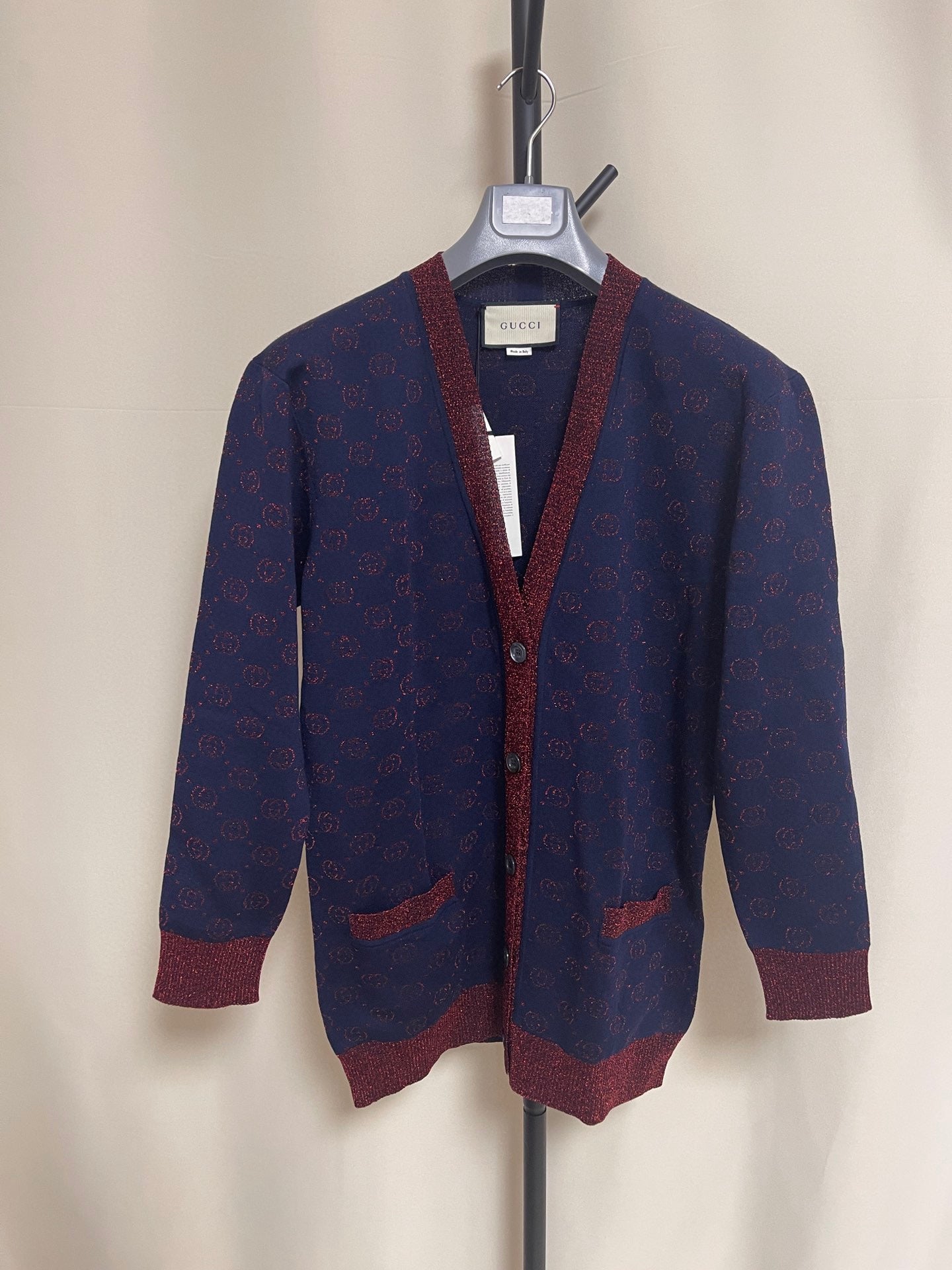 Gucci Supreme V-neck Knitted Cardigan