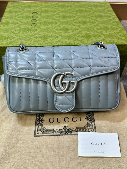 Gucci Marmont Gray Checkered Chain Bag handbag Shoulder Bag