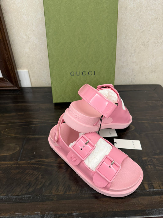 Gucci Riveted Pink Beach Sandals